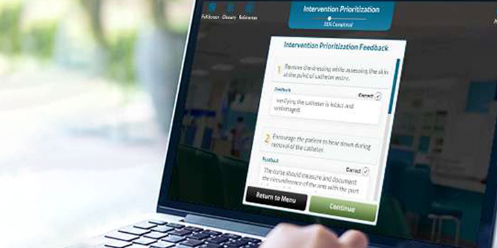 A laptop displaying the Prioritization of Care virtual simulation